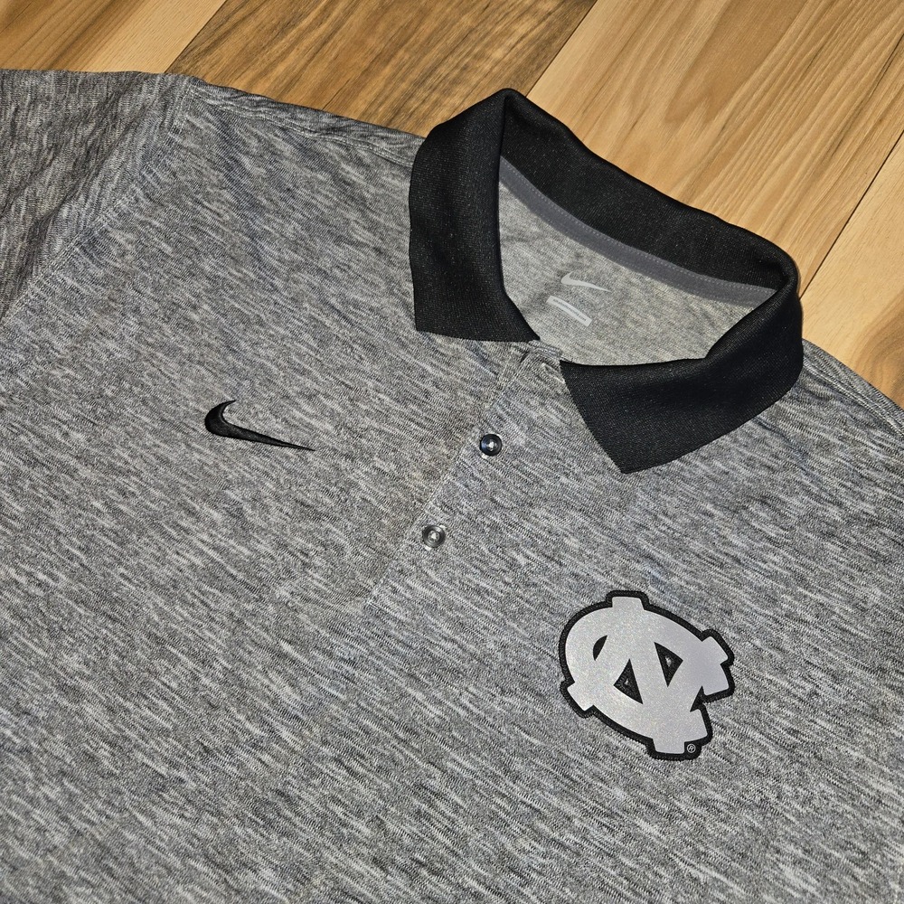 Nike Polo Shirt NC Tarheels Mens Gray Black Size‎ XXL Short Sleeve Swoosh